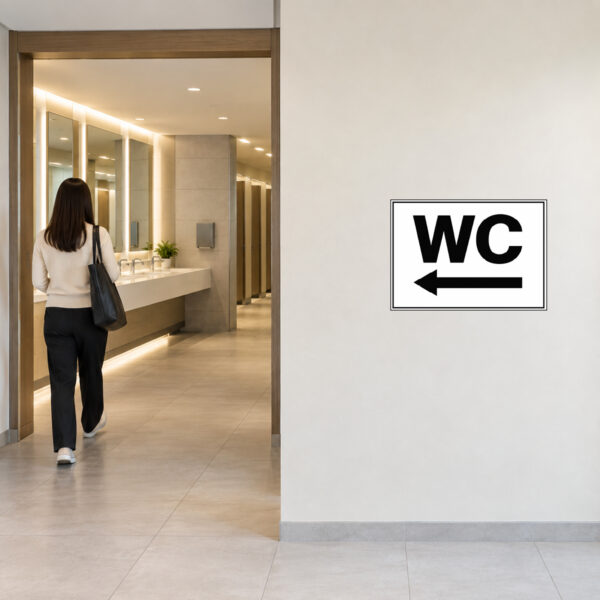 WC Aufkleber mit Pfeil links – Querformat – Bild 2