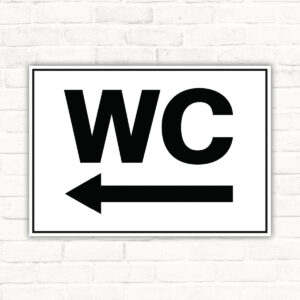 WC Schild mit Pfeil links – Querformat