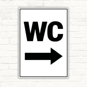 WC Schild mit Pfeil rechts – Hochformat