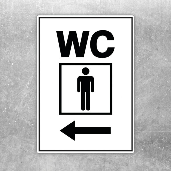 WC Herren Aufkleber mit Pfeil links – Hochformat