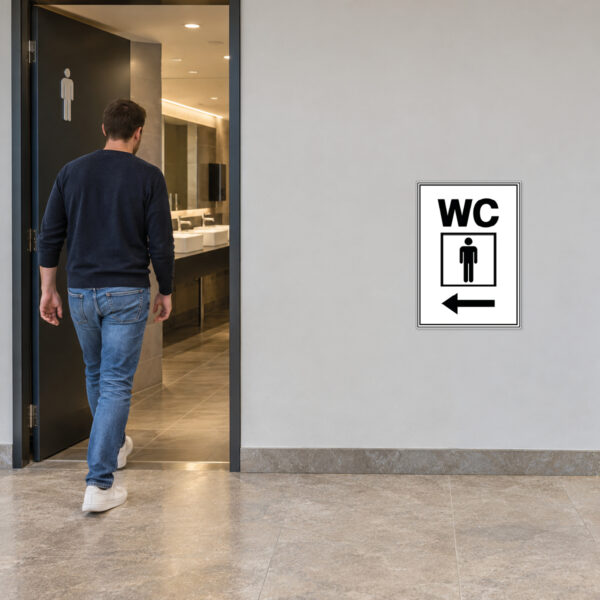 WC Herren Schild mit Pfeil links – Hochformat – Bild 2
