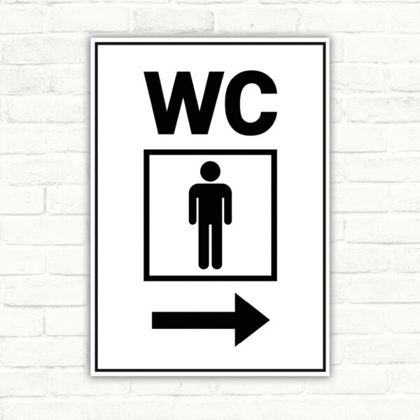WC Herren Schild mit Pfeil rechts – Hochformat