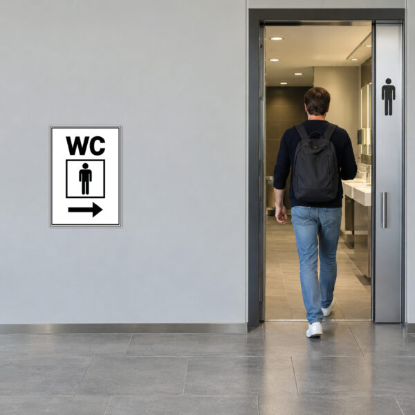 WC Herren Schild mit Pfeil rechts – Hochformat – Bild 2