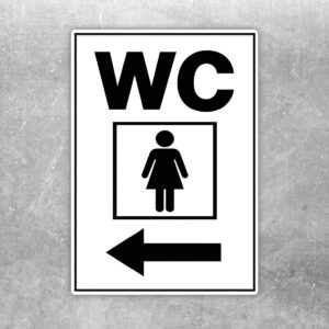 WC Damen Aufkleber mit Pfeil links – Hochformat