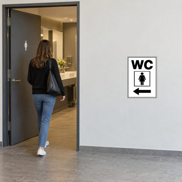 WC Damen Aufkleber mit Pfeil links – Hochformat – Bild 2