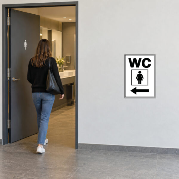 WC Damen Schild mit Pfeil links – Hochformat – Bild 2