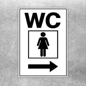 WC Damen Aufkleber mit Pfeil rechts – Hochformat