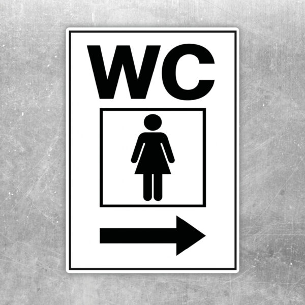 WC Damen Aufkleber mit Pfeil rechts – Hochformat