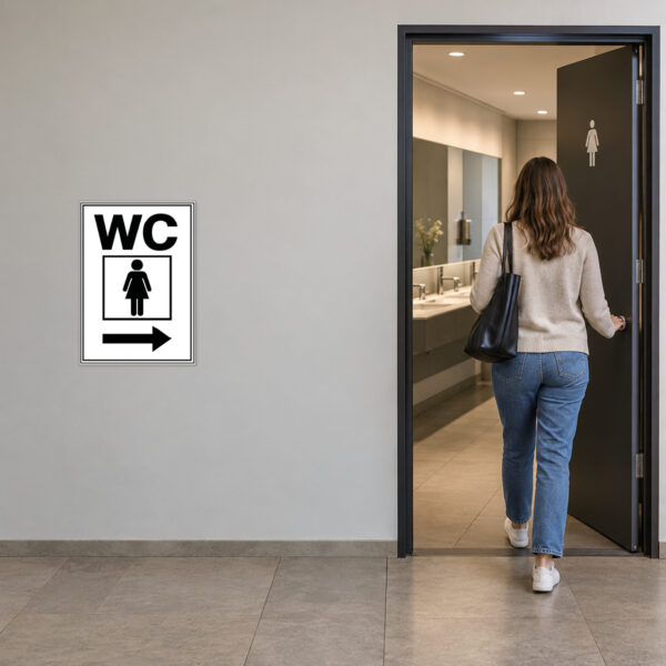 WC Damen Schild mit Pfeil rechts – Hochformat – Bild 2