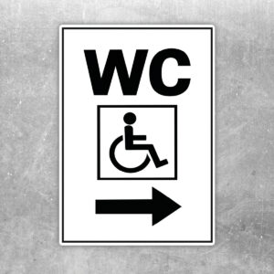 WC barrierefrei Aufkleber mit Pfeil rechts – Hochformat