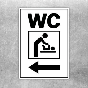 WC Wickelraum Aufkleber mit Pfeil links – Hochformat