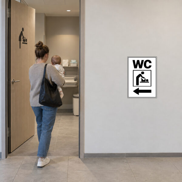 WC Wickelraum Aufkleber mit Pfeil links – Hochformat – Bild 2