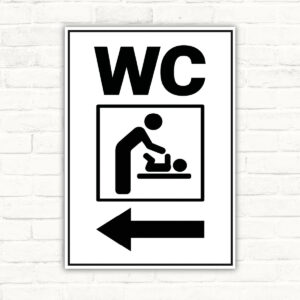 WC Wickelraum Schild mit Pfeil links – Hochformat