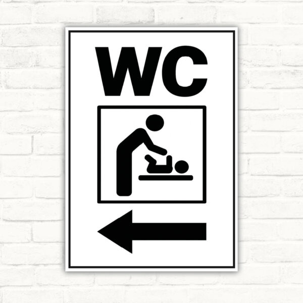 WC Wickelraum Schild mit Pfeil links – Hochformat