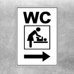 WC Wickelraum Aufkleber mit Pfeil rechts – Hochformat