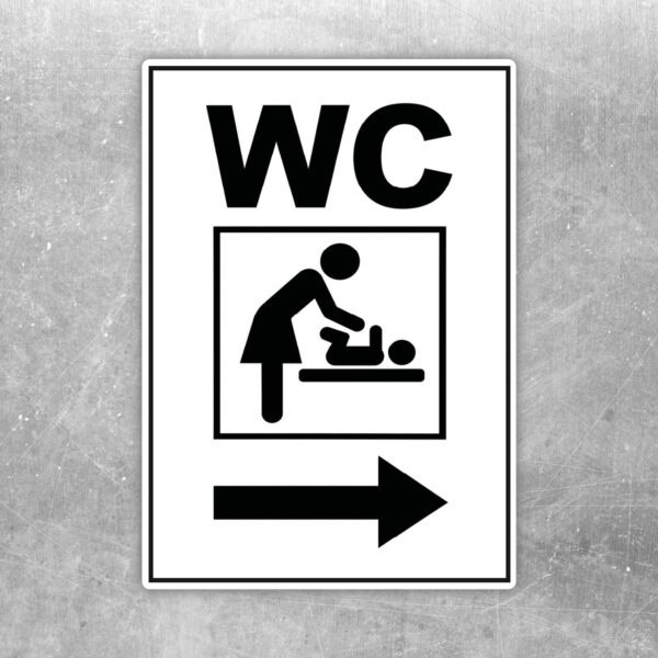 WC Wickelraum Aufkleber mit Pfeil rechts – Hochformat