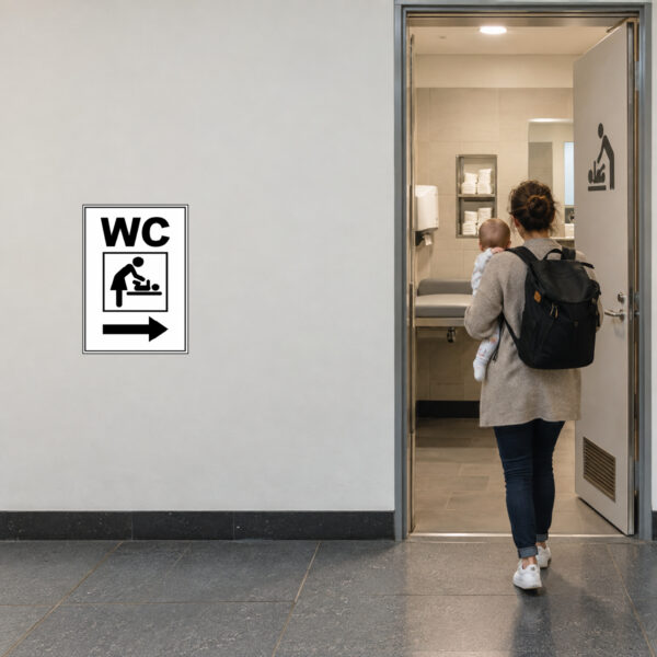 WC Wickelraum Aufkleber mit Pfeil rechts – Hochformat – Bild 2