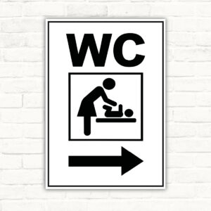 WC Wickelraum Schild mit Pfeil rechts – Hochformat