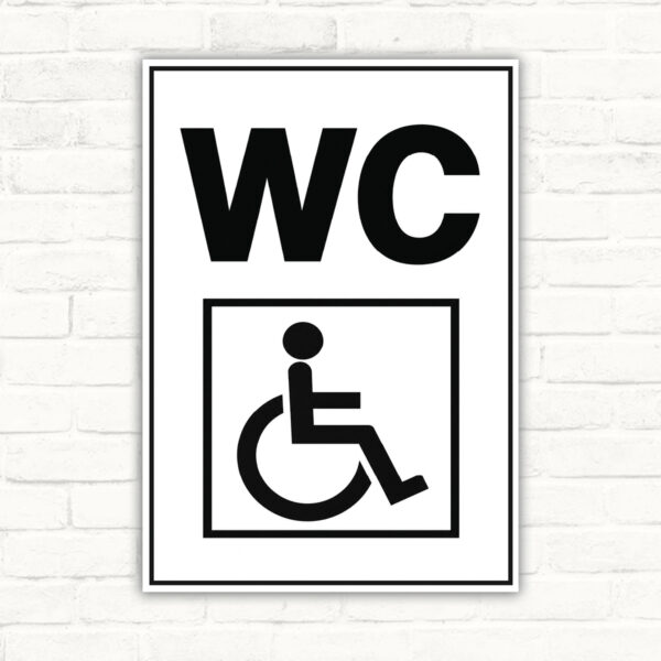 WC barrierefrei Schild ohne Pfeil – Hochformat