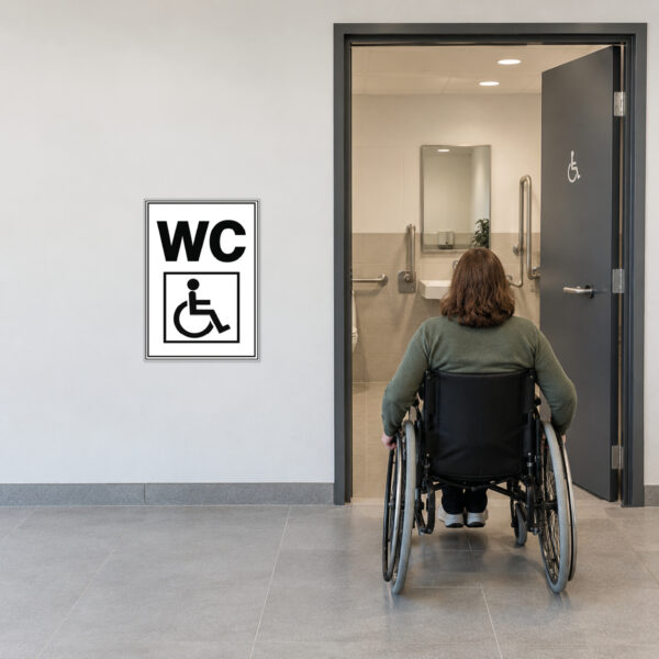 WC barrierefrei Schild ohne Pfeil – Hochformat – Bild 2