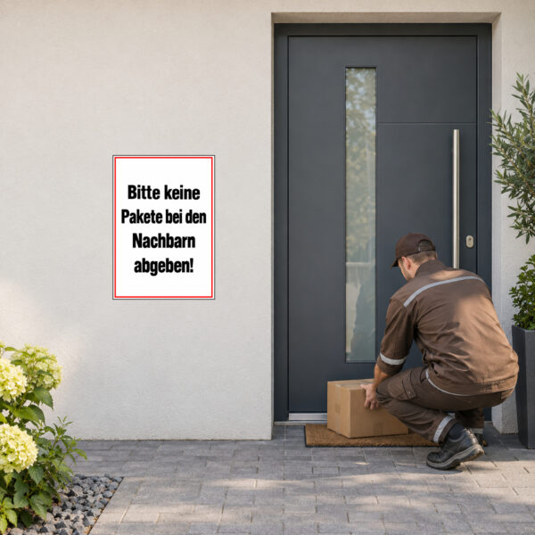 Keine Pakete bei Nachbarn abgeben Aufkleber – Hochformat – Bild 2