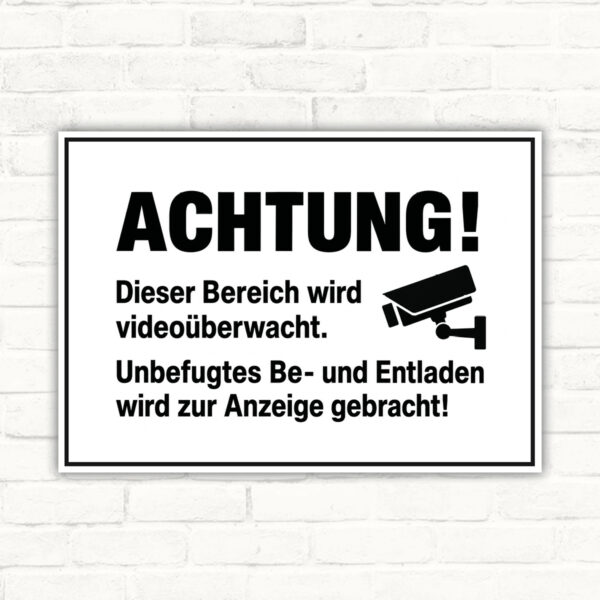Videoüberwachung Be- und Entladen Schild – Querformat