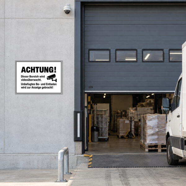 Videoüberwachung Be- und Entladen Schild – Querformat – Bild 2