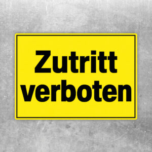 Zutritt verboten Aufkleber gelb – Querformat