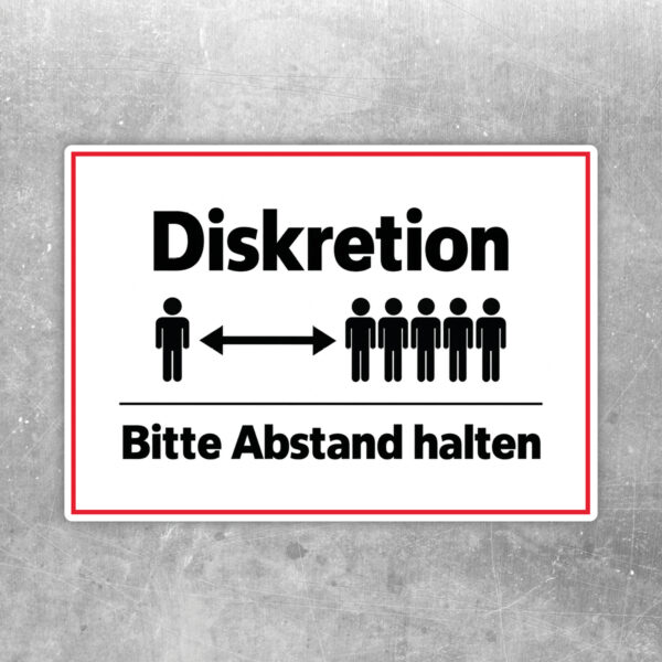 Diskretion Bitte Abstand halten Aufkleber – Querformat