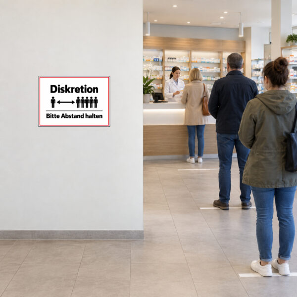 Diskretion Bitte Abstand halten Aufkleber – Querformat – Bild 2