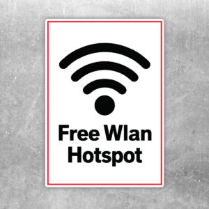 Free WLAN Hotspot Aufkleber mit rotem Rahmen – Hochformat
