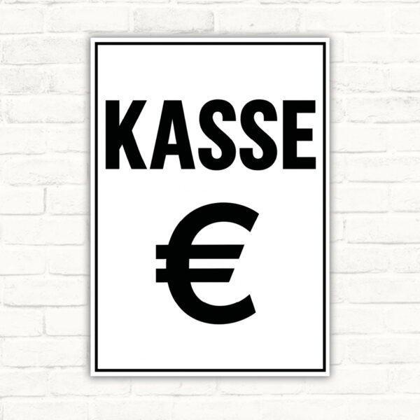 Kasse Schild mit großem Eurozeichen – Hochformat