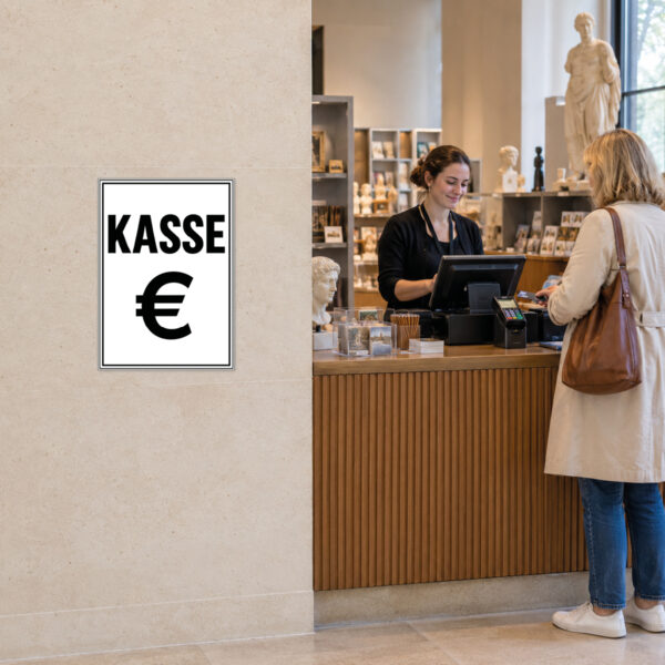 Kasse Schild mit großem Eurozeichen – Hochformat – Bild 2
