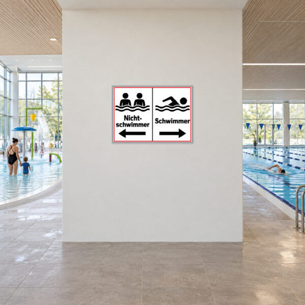 Nichtschwimmer links Schwimmer rechts Schild – Wegweiser – Querformat – Bild 2