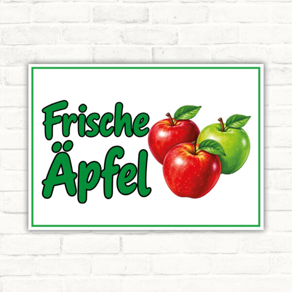 Frische Äpfel Schild ohne Pfeil – Querformat