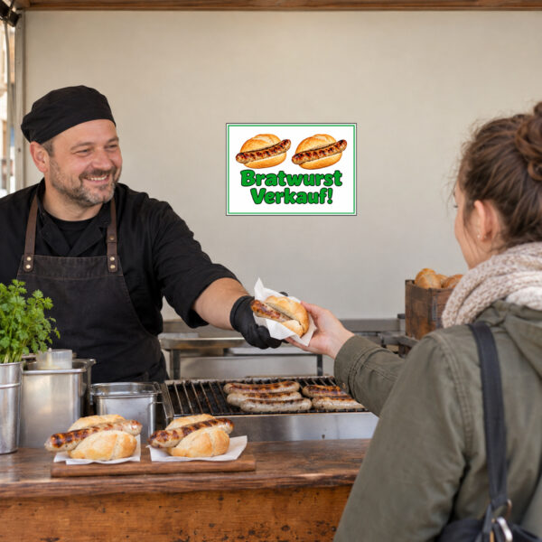 Bratwurst Verkauf Aufkleber ohne Pfeil – zwei Bratwürste – Bild 2