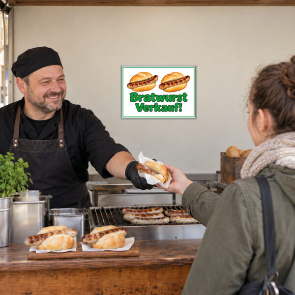 Bratwurst Verkauf Schild ohne Pfeil – zwei Bratwürste – Bild 2