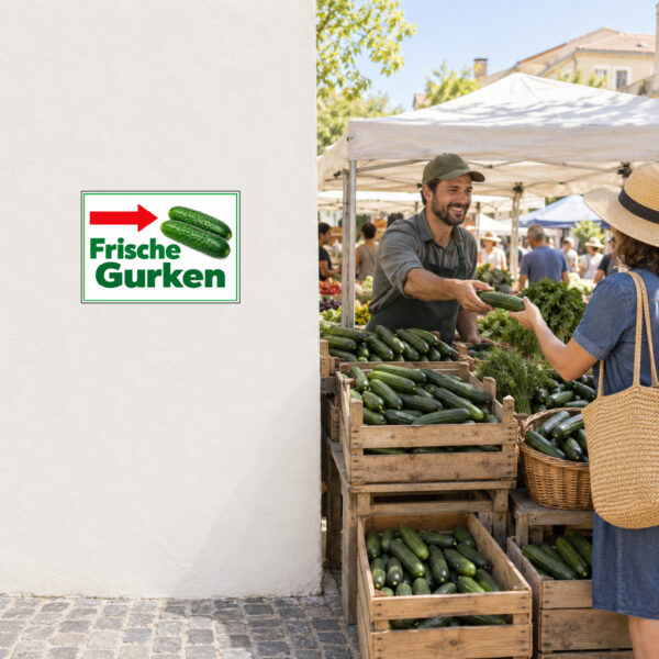 Frische Gurken Aufkleber mit Pfeil rechts – Querformat – Bild 2