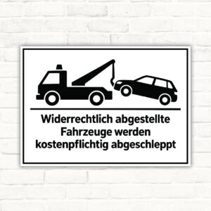 Abschlepphinweis ohne Parkverbotssymbol Schild – Querformat