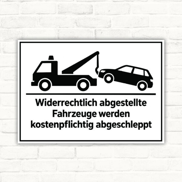 Abschlepphinweis ohne Parkverbotssymbol Schild – Querformat