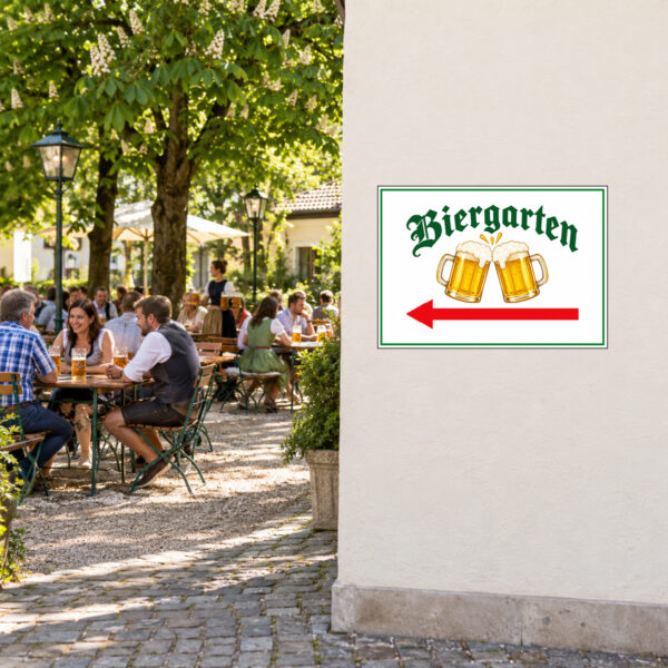 Biergarten Aufkleber mit Pfeil nach links – Querformat – Bild 2