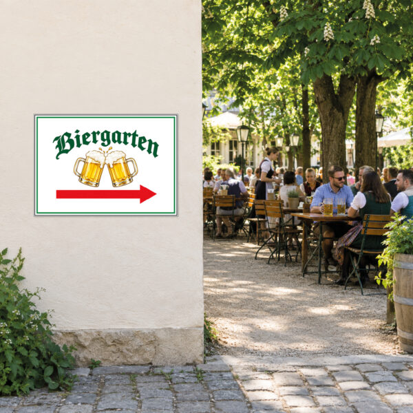Biergarten Schild mit Pfeil nach rechts – Querformat – Bild 2
