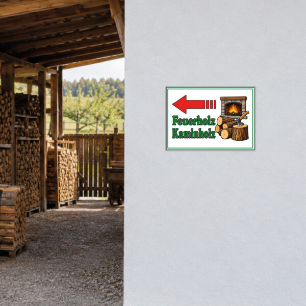 Feuerholz Kaminholz Schild mit Pfeil links – Querformat – Bild 2