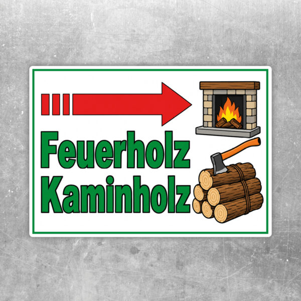 Feuerholz Kaminholz Aufkleber mit Pfeil rechts – Querformat