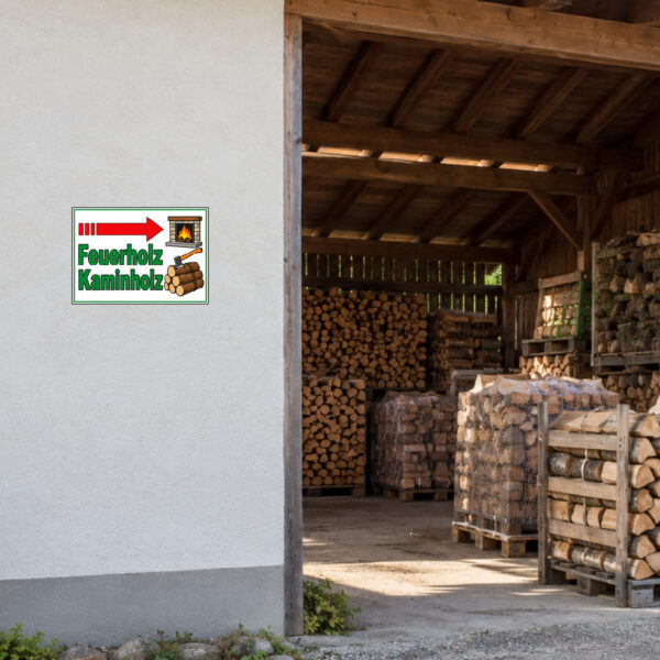 Feuerholz Kaminholz Aufkleber mit Pfeil rechts – Querformat – Bild 2