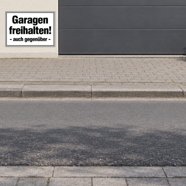 Garagen freihalten auch gegenüber Schild – Querformat – Bild 2