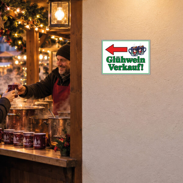 Glühwein Verkauf Schild mit Pfeil links – Querformat – Bild 2