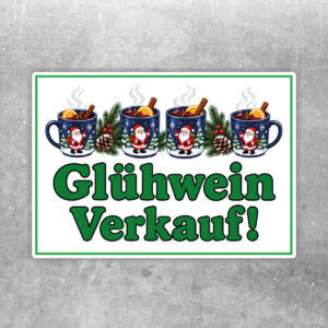 Glühwein Verkauf Aufkleber ohne Pfeil – Querformat