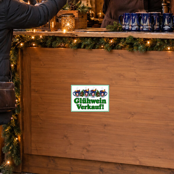 Glühwein Verkauf Aufkleber ohne Pfeil – Querformat – Bild 2
