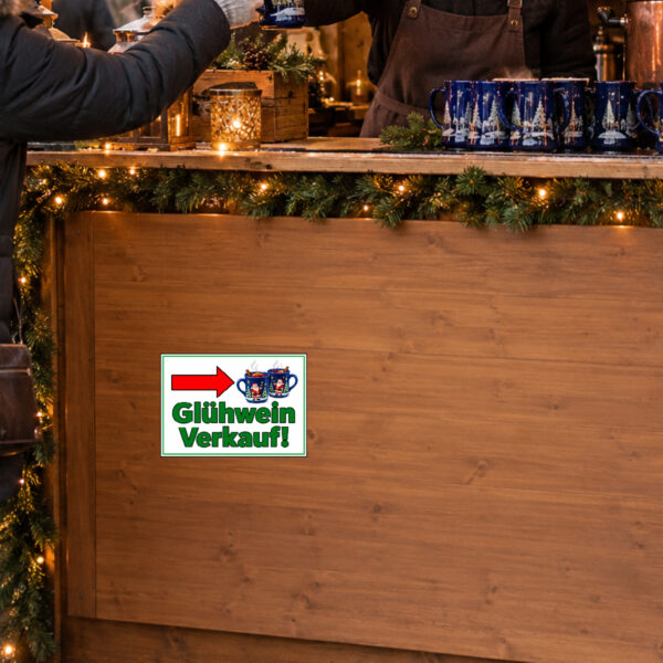 Glühwein Verkauf Aufkleber mit Pfeil rechts – Querformat – Bild 2